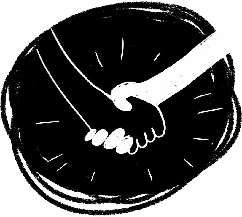 [A drawing of hands shaking hands.]
