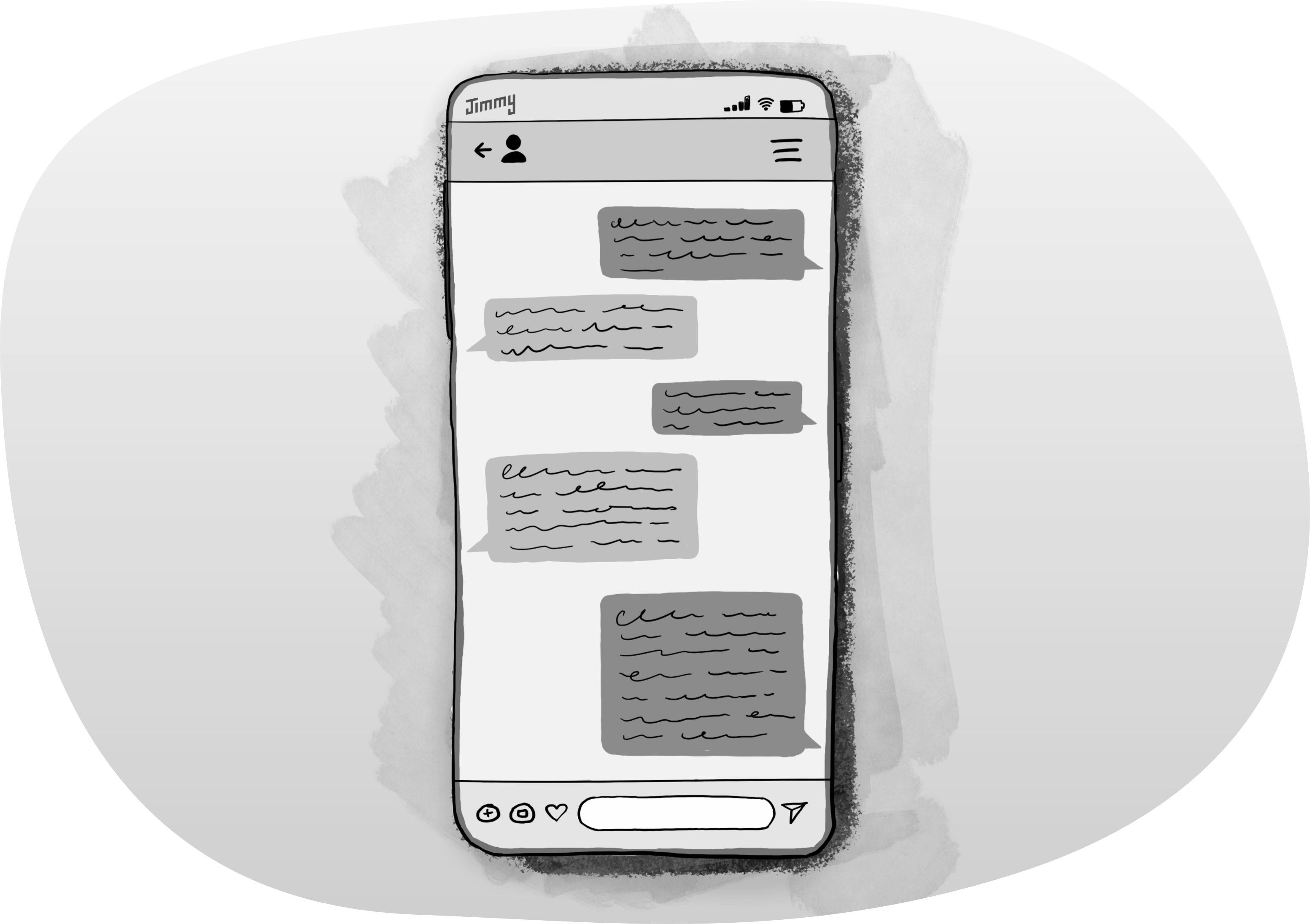 Illustration of a mobile phone with a chat open.